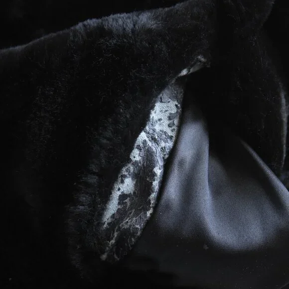 Black Long Plush Faux Fur Coat London Fog Winter Outerwear Coat Full Length 10 - Picture 9 of 9